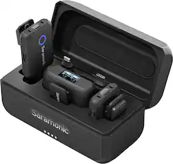 Saramonic - Blink 500 B2+ 2-Person Wireless Mic System w/ Device Mount Receiver 3.5mm, USB-C & Lightning Outs - Black - Front_Zoom