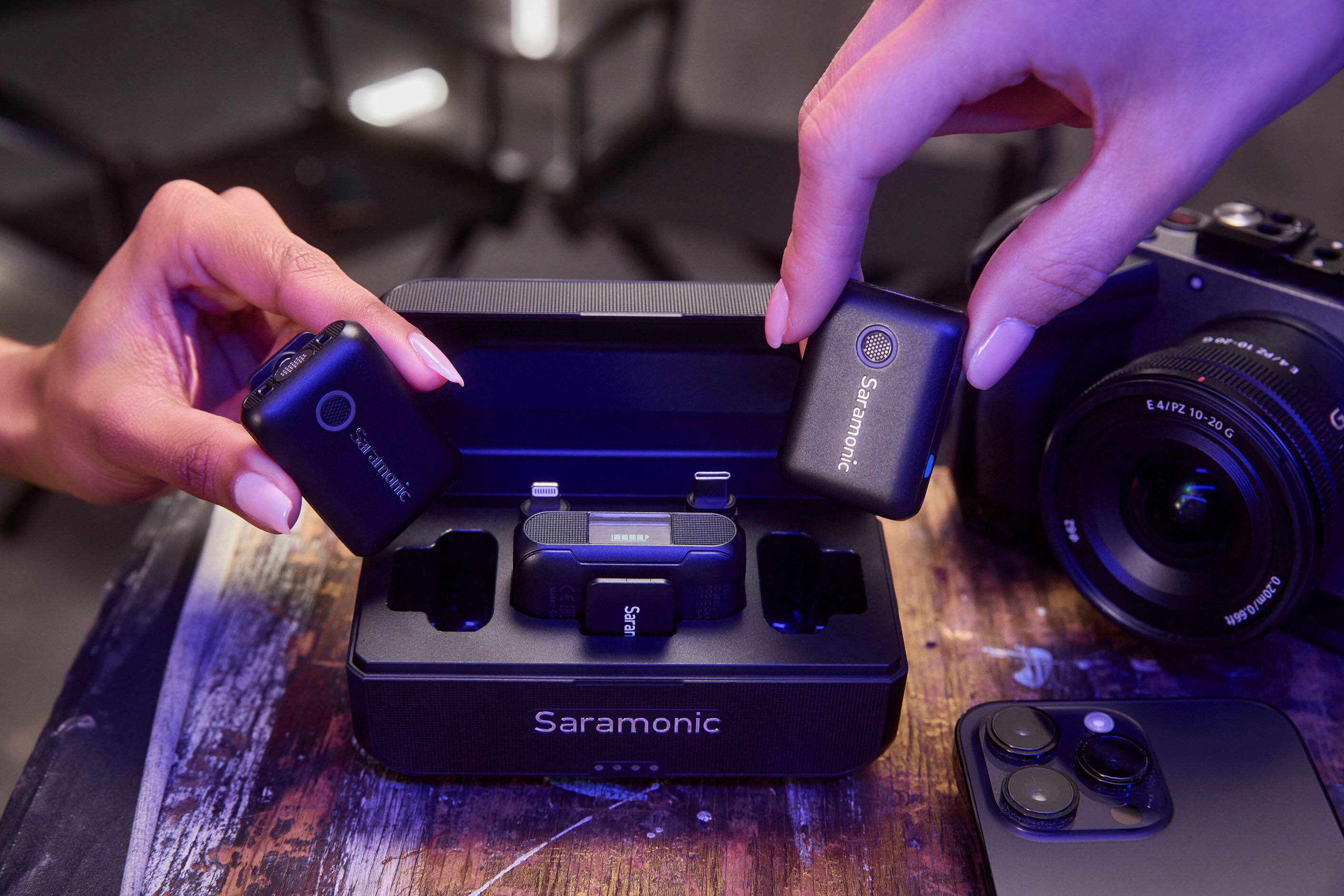 Alt View 17. Saramonic - Blink 500 B2+ 2-Person Wireless Mic System w/ Device Mount Receiver 3.5mm, USB-C & Lightning Outs - Black.