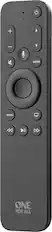 The image features a black remote control with a large "ONE FOR ALL" text on it. The remote control has a total of 12 buttons, including a directional pad and a "OK" button. The remote control is designed to work with various devices, such as TVs, Blu-ray players, and other home entertainment systems.
