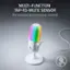 The image features a multi-function tap-to-mute sensor that is designed for instant and intuitive control. The sensor is attached to a microphone, which is placed on a stand. The stand is white and has a rainbow-colored design. The microphone is connected to a wire, and the sensor is placed on top of the microphone. This setup allows for easy and convenient control of the microphone, making it a useful tool for various applications.