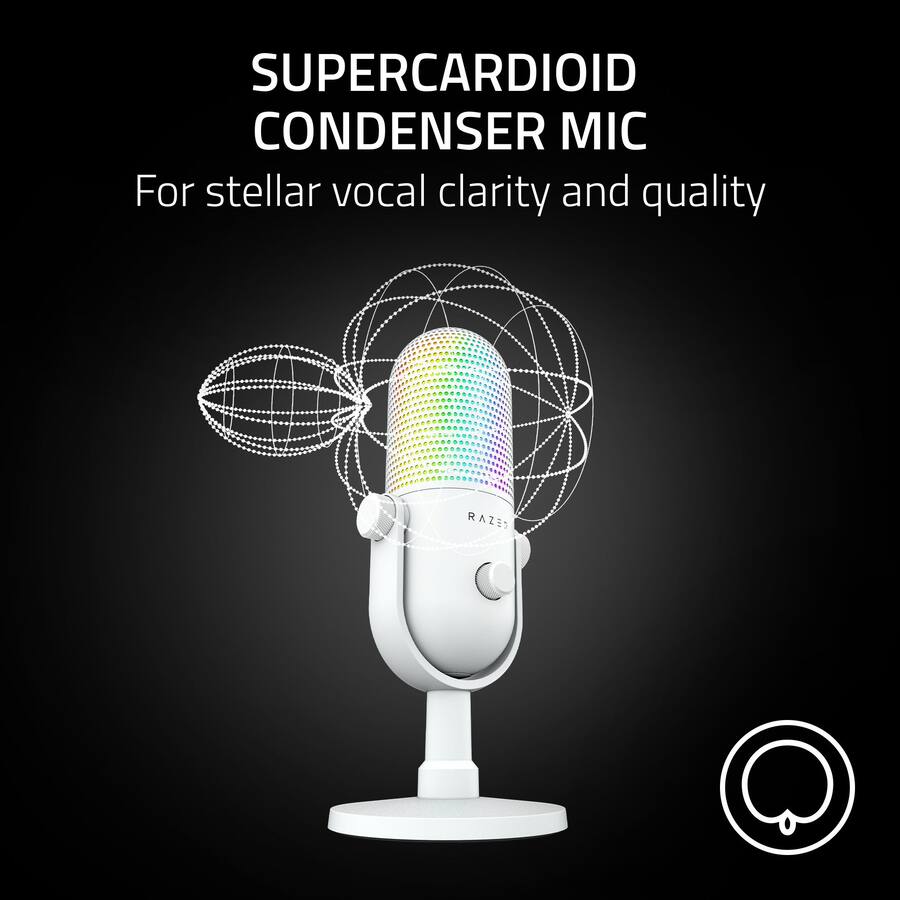 Razer Seiren V3 Chroma Condenser USB Microphone White RZ19 Razer Seiren V3 Chroma Condenser USB Microphone White RZ19