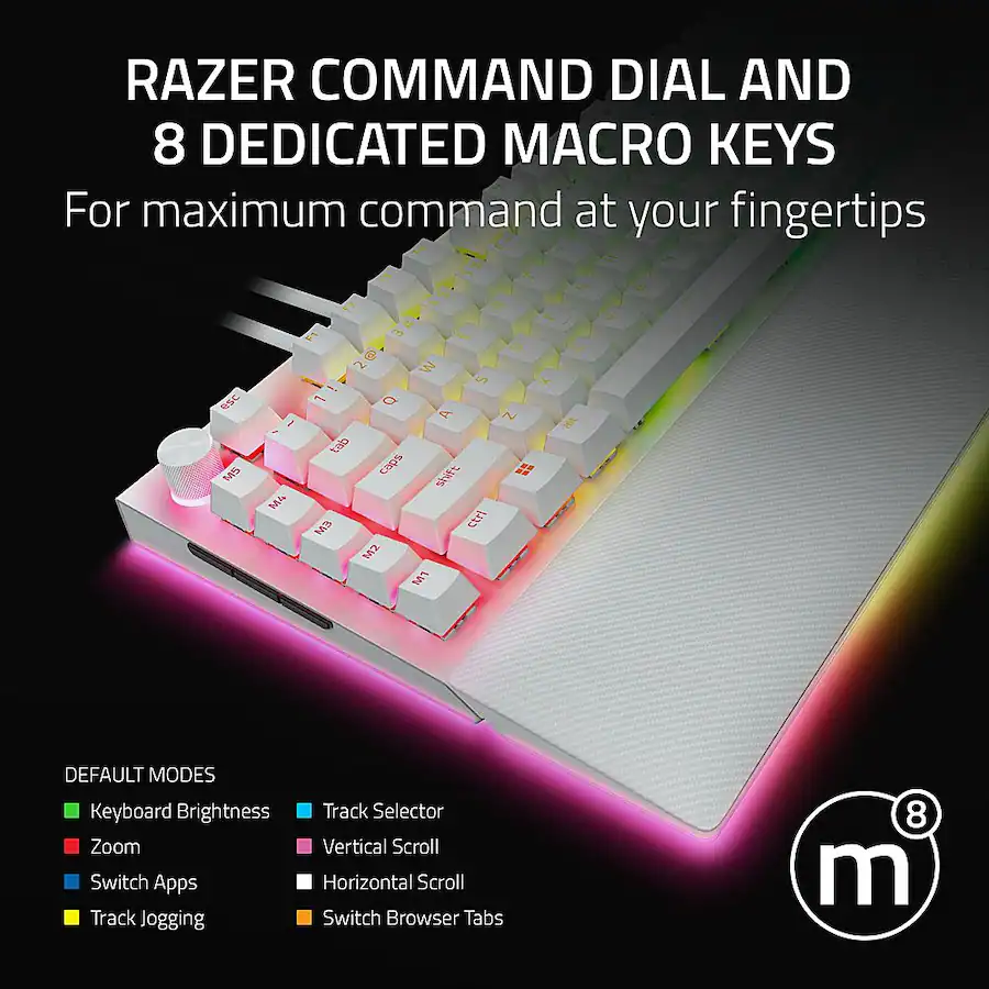 Razer BlackWidow V4 Pro Full Size Wired Mechanical Green Clicky Switch ...