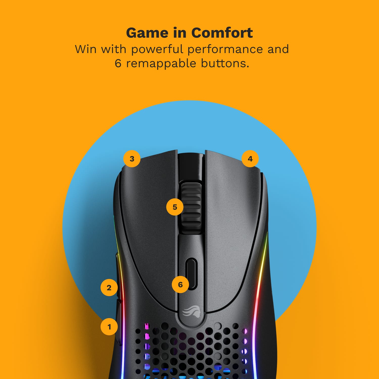 Game in Comfort Win with powerful performance and 6 remappable buttons. 3 4 5 2 6 1