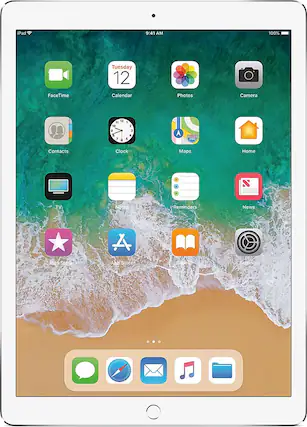 Front. Apple - Geek Squad Certified Refurbished 12.9-Inch iPad Pro (2nd generation) with Wi-Fi - 512GB - Silver.