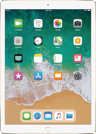 Front. Apple - Geek Squad Certified Refurbished 12.9-Inch iPad Pro (2nd generation) with Wi-Fi - 512GB - Gold.