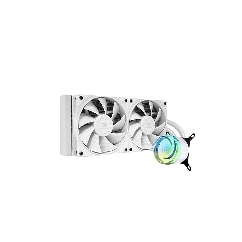 iBUYPOWER - AW4 240mm Radiator CPU Liquid Cooler (2 x 120mm Core Fans) with RGB Display - White - Front_Zoom