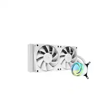 Front. iBUYPOWER - iBUYPOWER - AW4 240mm Radiator CPU Liquid Cooler (2 x 120mm Core Fans) with RGB Display - White.