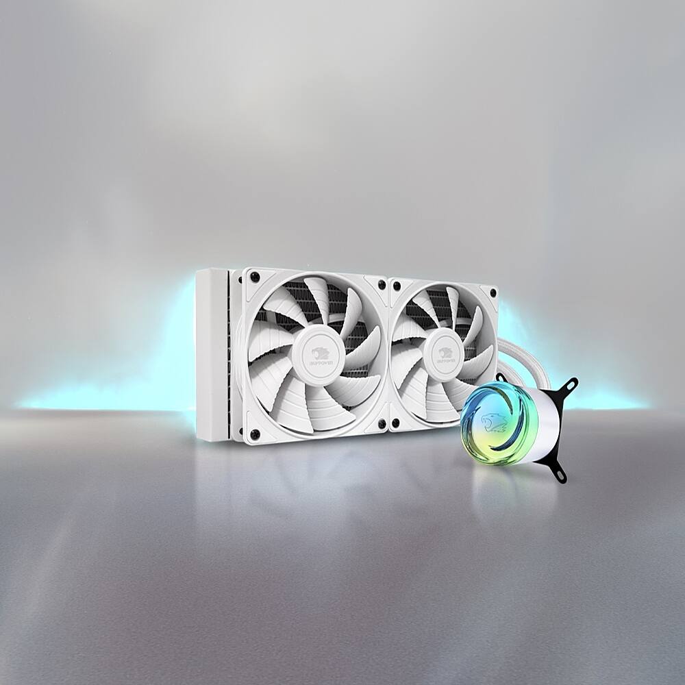 Alt View 14. iBUYPOWER - iBUYPOWER - AW4 240mm Radiator CPU Liquid Cooler (2 x 120mm Core Fans) with RGB Display - White.