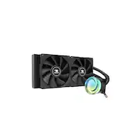 iBUYPOWER - AW4 240mm Radiator CPU Liquid Cooler (2 x 120mm Core Fans) with RGB Display - Black - Front_Zoom