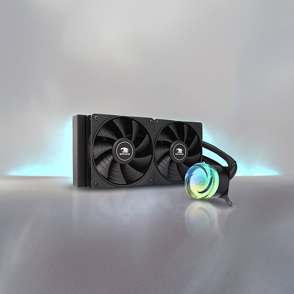 Alt View 15. iBUYPOWER - iBUYPOWER - AW4 240mm Radiator CPU Liquid Cooler (2 x 120mm Core Fans) with RGB Display - Black.