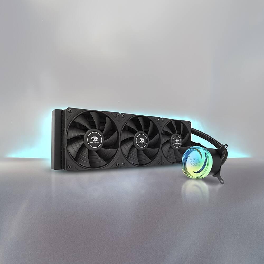 Alt View 15. iBUYPOWER - iBUYPOWER - AW4 360mm Radiator CPU Liquid Cooler (3 x 120mm Core Fans) with RGB Display - Black.