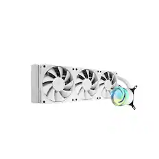 Front. iBUYPOWER - iBUYPOWER - AW4 360mm Radiator CPU Liquid Cooler (3 x 120mm Core Fans) with RGB Display - White.