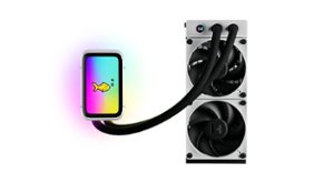 HYTE - THICC Q60 240mm Radiator AIO CPU Liquid Cooler With 5" Ultraslim IPS Display - Powered By Nexus Link - White - Front_Zoom