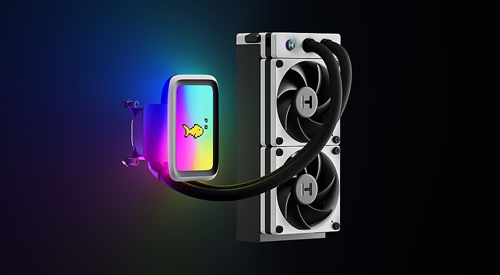 Alt View 1. HYTE - HYTE - THICC Q60 240mm Radiator AIO CPU Liquid Cooler With 5" Ultraslim IPS Display - Powered By Nexus Link - White.