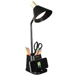 OttLite - Merge LED Desk Lamp with Wireless Charging - Black