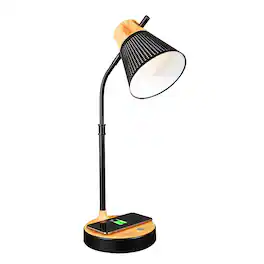 OttLite - Wireless Charging LED Desk Lamp Wood Grain - White