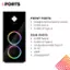 PORTS: OMEN FRONT PORTS: Headphone/microphone combo 2 USB Type-A 2 USB 2.0 Type-A REAR PORTS: 4 USB Type-A 2 USB 2.0 Type-A 2 SuperSpeed USB Type-C RJ-45 HDMI 3 DisplayPortTM