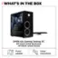 What's in the box: Omen 40L Gaming Desktop PC, HP black wired keyboard, HP black wired mouse, Power adapter, Setup instructions.