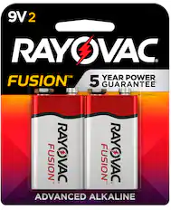 Front. Rayovac - Rayovac Fusion 9V Batteries (2 Pack), Alkaline 9 Volt Batteries - Silver.