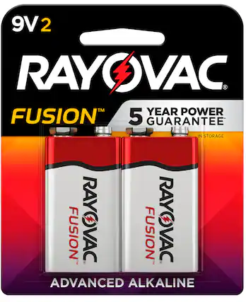 Front. Rayovac - Rayovac Fusion 9V Batteries (2 Pack), Alkaline 9 Volt Batteries - Silver.
