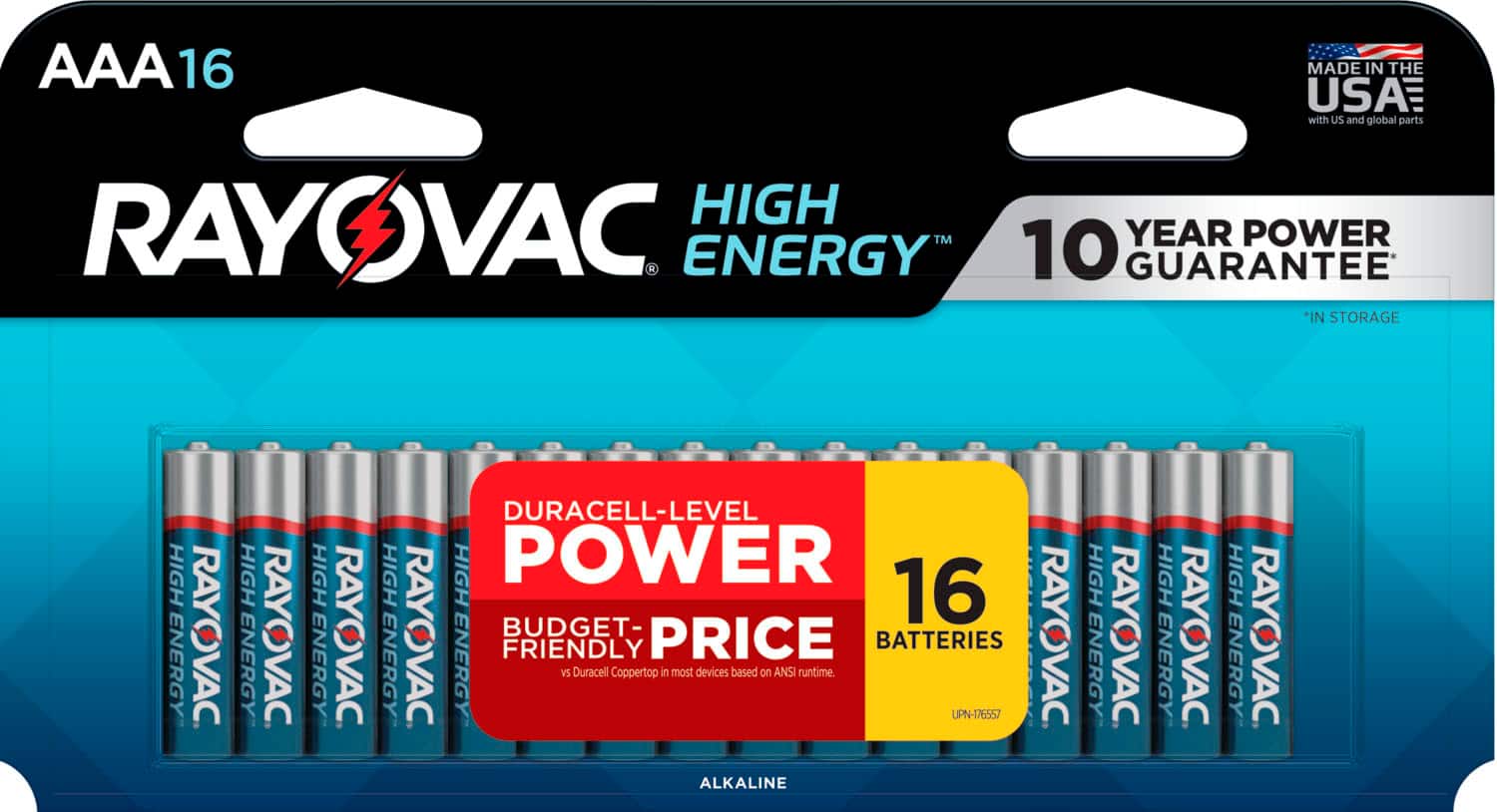 Front. Rayovac - Rayovac High Energy AAA Batteries (16 Pack), Alkaline Triple A Batteries - Silver.