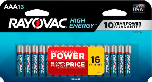 Front. Rayovac - Rayovac High Energy AAA Batteries (16 Pack), Alkaline Triple A Batteries - Silver.
