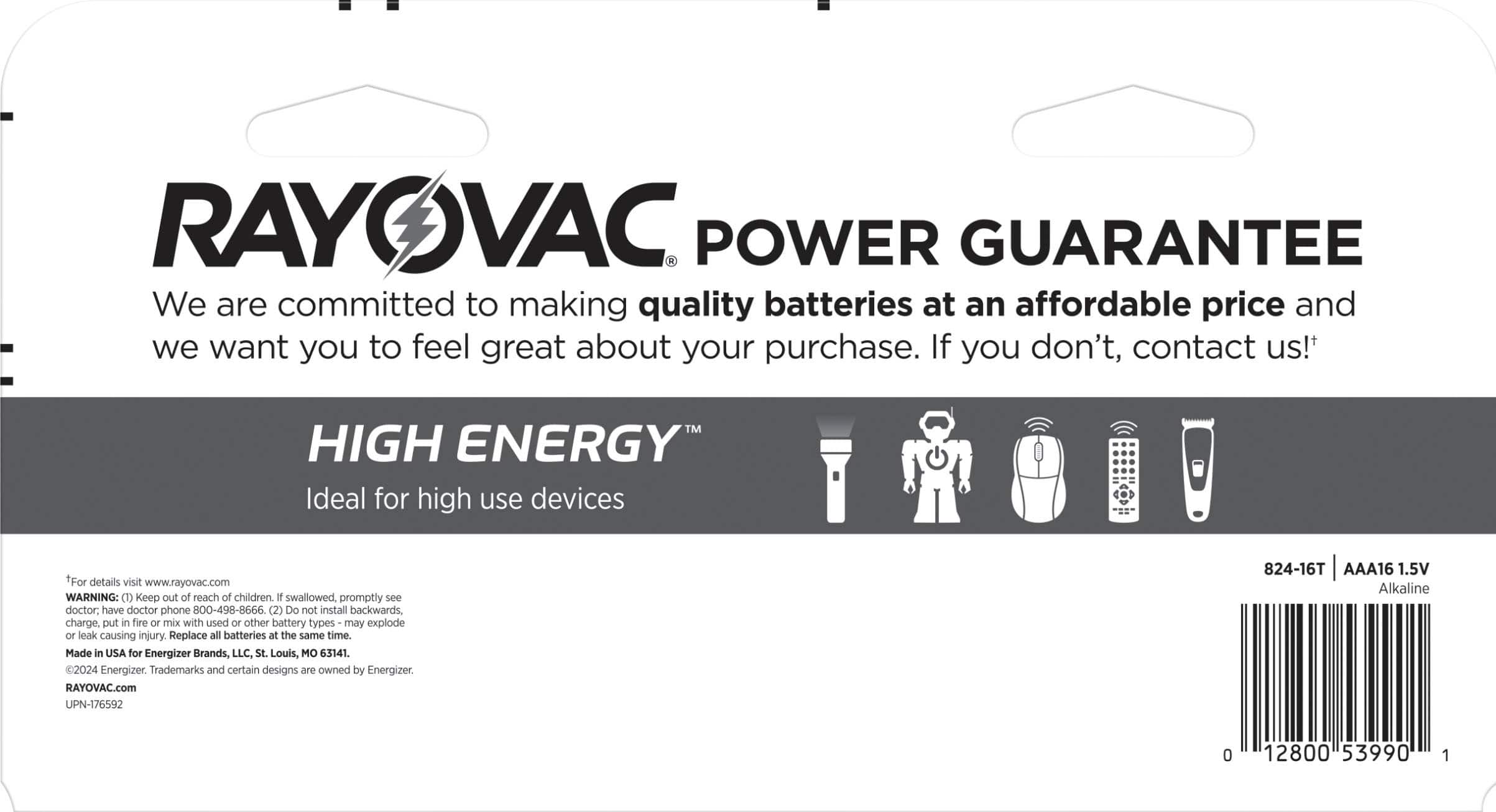 Alt View 1. Rayovac - Rayovac High Energy AAA Batteries (16 Pack), Alkaline Triple A Batteries - Silver.
