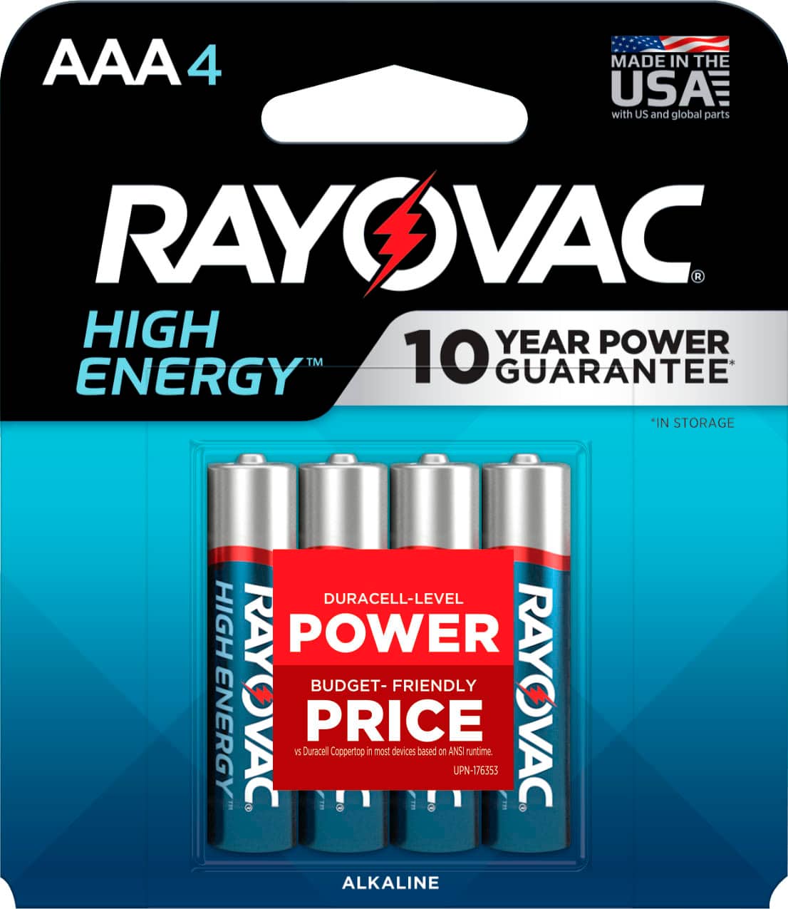 Front. Rayovac - Rayovac High Energy AAA Batteries (4 Pack), Alkaline Triple A Batteries - Silver.