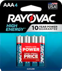 Front. Rayovac - Rayovac High Energy AAA Batteries (4 Pack), Alkaline Triple A Batteries - Silver.