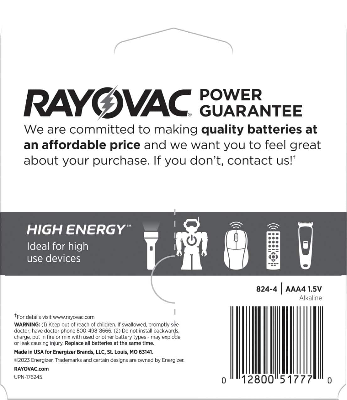 Alt View 1. Rayovac - Rayovac High Energy AAA Batteries (4 Pack), Alkaline Triple A Batteries - Silver.
