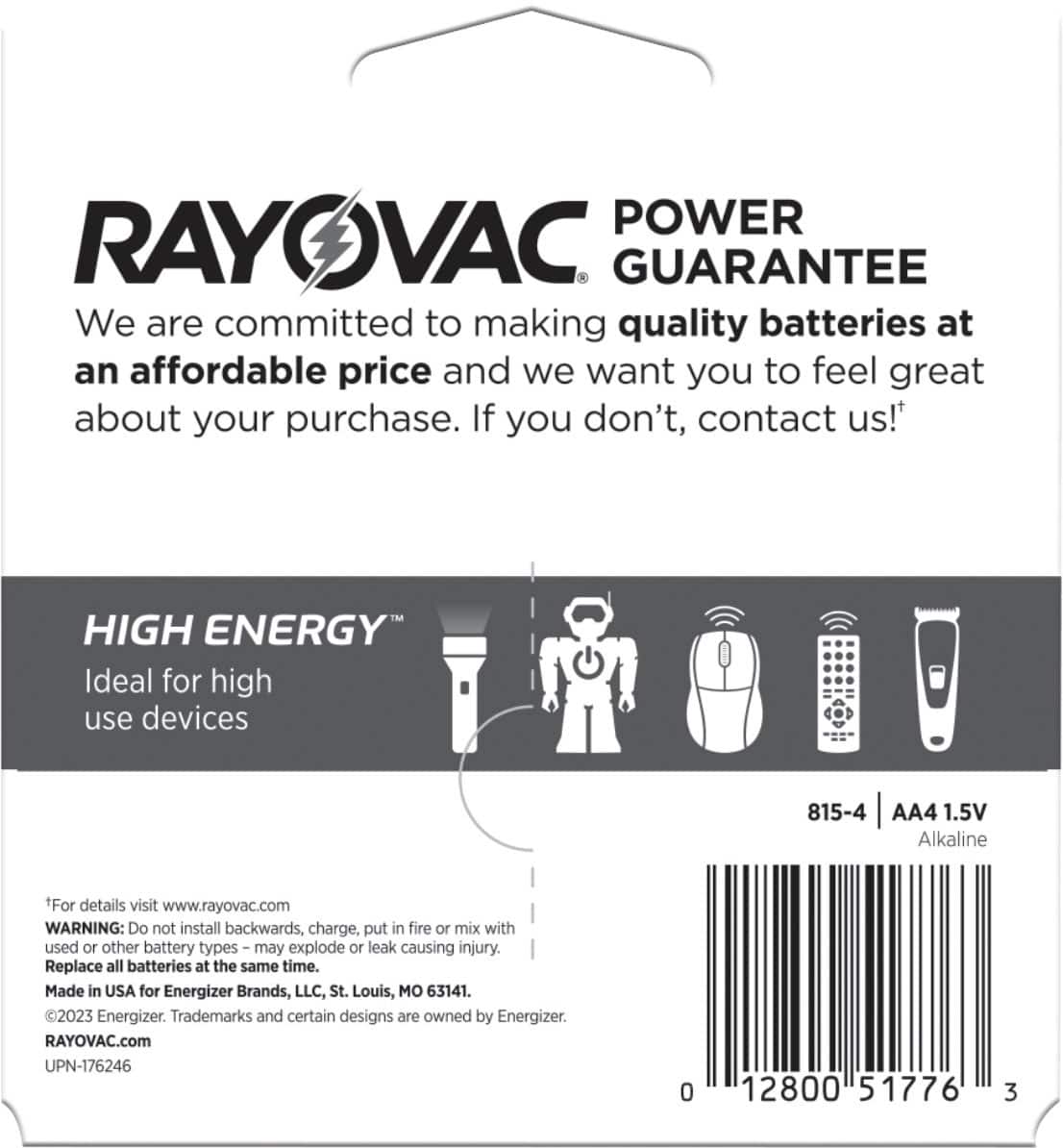 Alt View 1. Rayovac - Rayovac High Energy AA Batteries (4 Pack), Double A Alkaline Batteries - Silver.