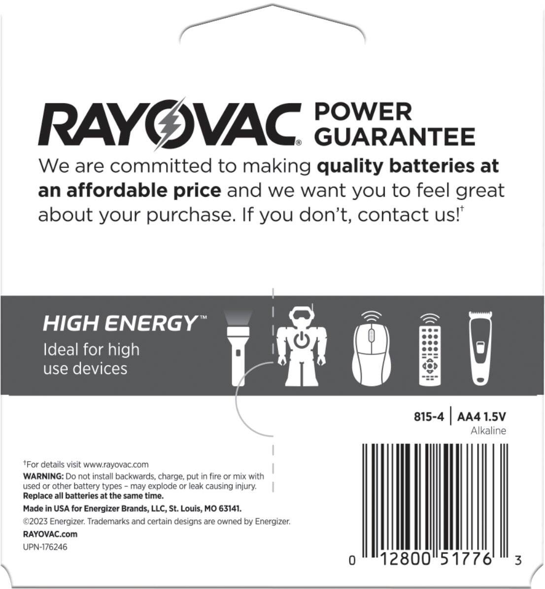 Alt View 1. Rayovac - Rayovac High Energy AA Batteries (4 Pack), Double A Alkaline Batteries - Silver.