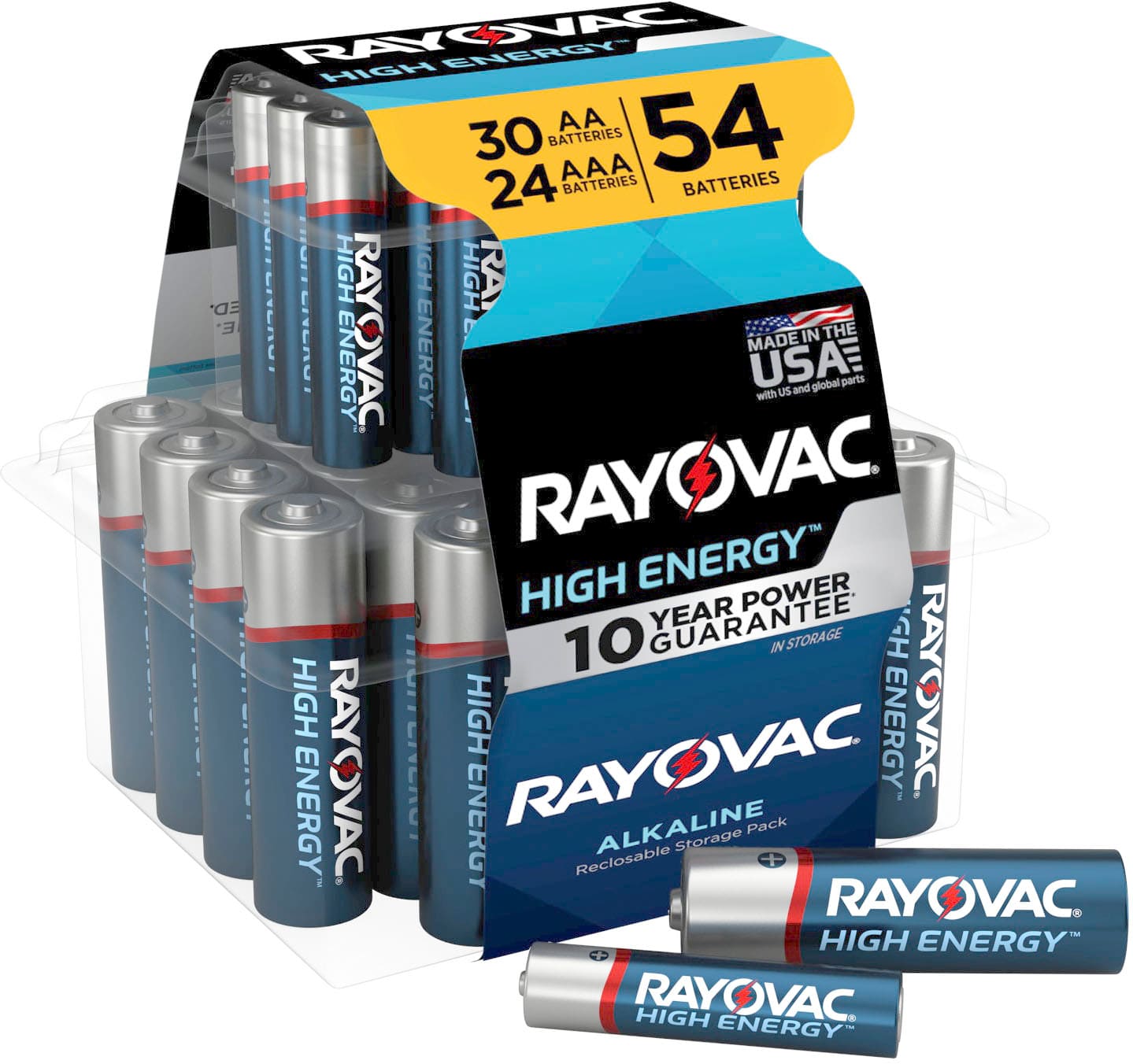 Rayovac - AA Batteries & AAA Batteries Combo Pack, 30 AA and 24 AAA (54 Battery Count) - Front_Zoom