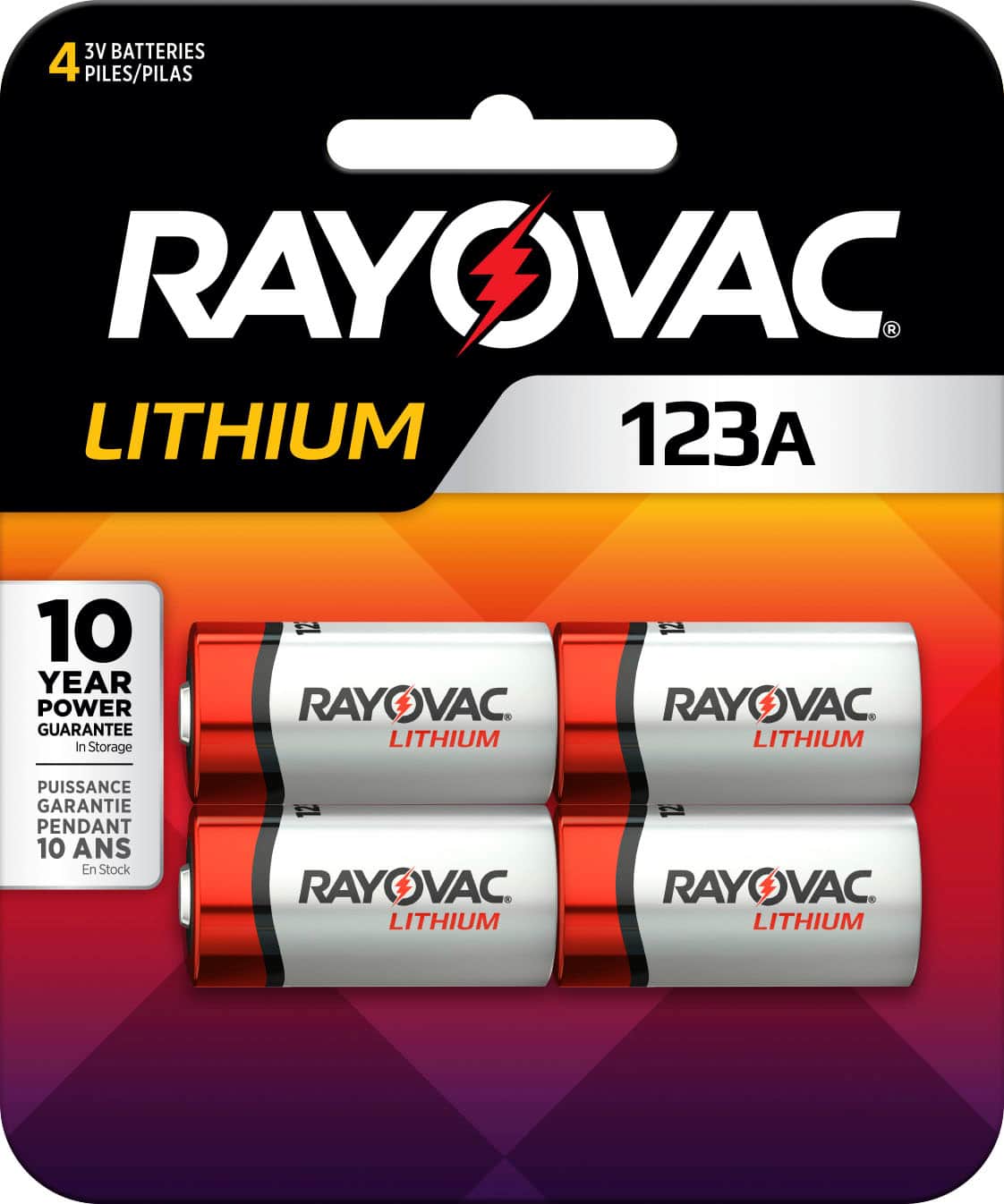 Rayovac - Photo Lithium Batteries Size 123A 3V, 4 Pack - Front_Zoom