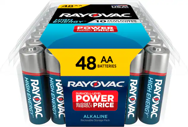 Front. Rayovac - Rayovac High Energy AA Batteries (48 Pack), Double A Alkaline Batteries - Silver.