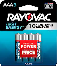 Front. Rayovac - Rayovac High Energy AAA Batteries (8 Pack), Alkaline Triple A Batteries - Silver.