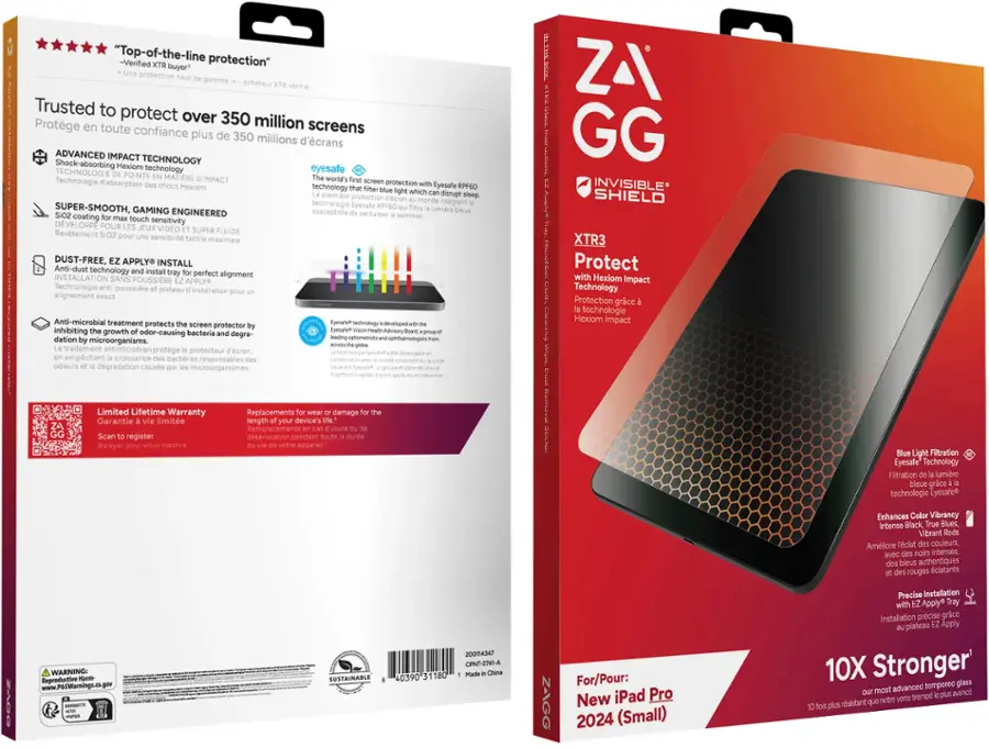 The image features a product box and a protective case for a tablet or iPad. The box is red and white, while the protective case is black. The product is designed to protect the tablet from scratches and impacts, providing a durable and reliable solution for users. The box and case are placed next to each other, showcasing the product and its features.