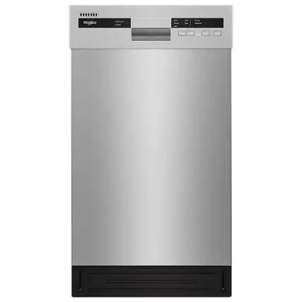 Front. Whirlpool - Front Control Built-In Dishwasher with Cycle Memory and 50 dBA - Monochromatic Stainless Steel.