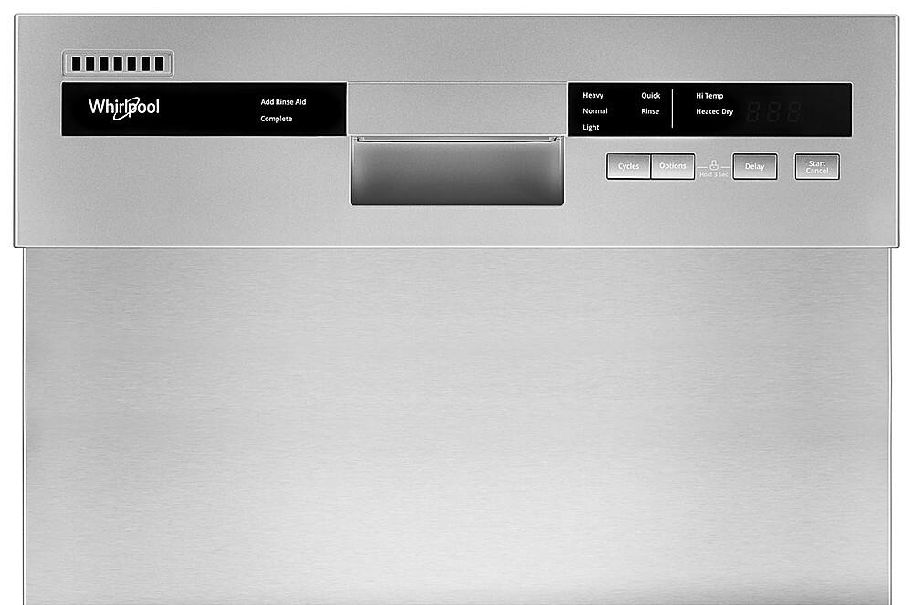 Alt View 1. Whirlpool - Front Control Built-In Dishwasher with Cycle Memory and 50 dBA - Monochromatic Stainless Steel.