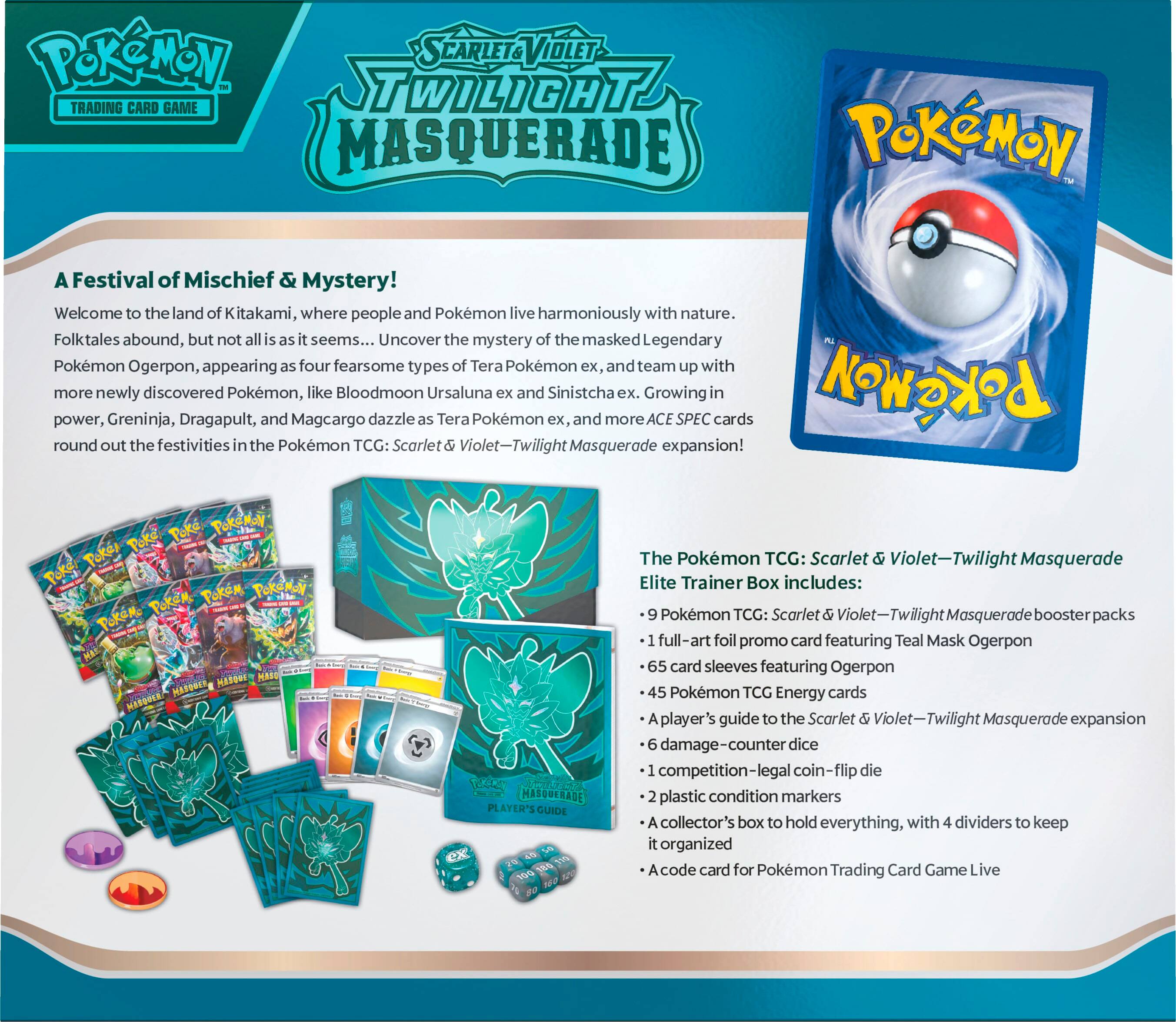 Left. Pokémon - Trading Card Game: Twilight Masquerade Elite Trainer Box.