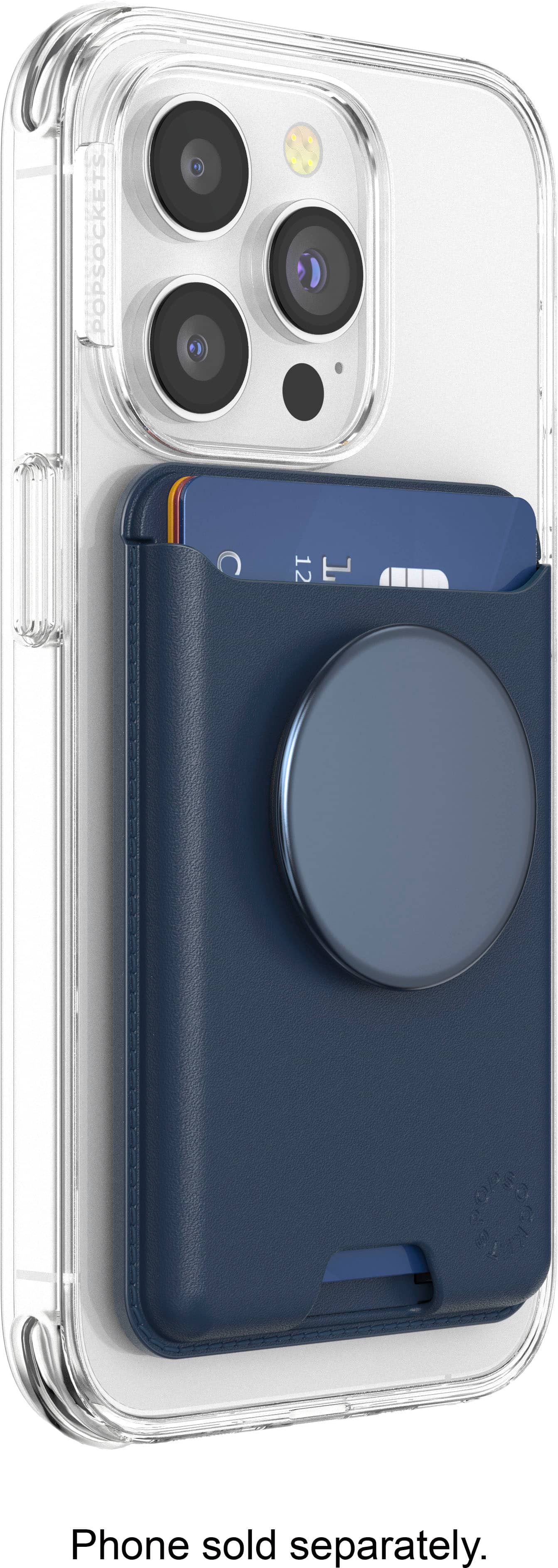 Alt View 12. PopSockets - PopSockets - MagSafe Softgoods PopWallet+ Cell Phone Wallet & Grip, with Adapter Ring - Blue.
