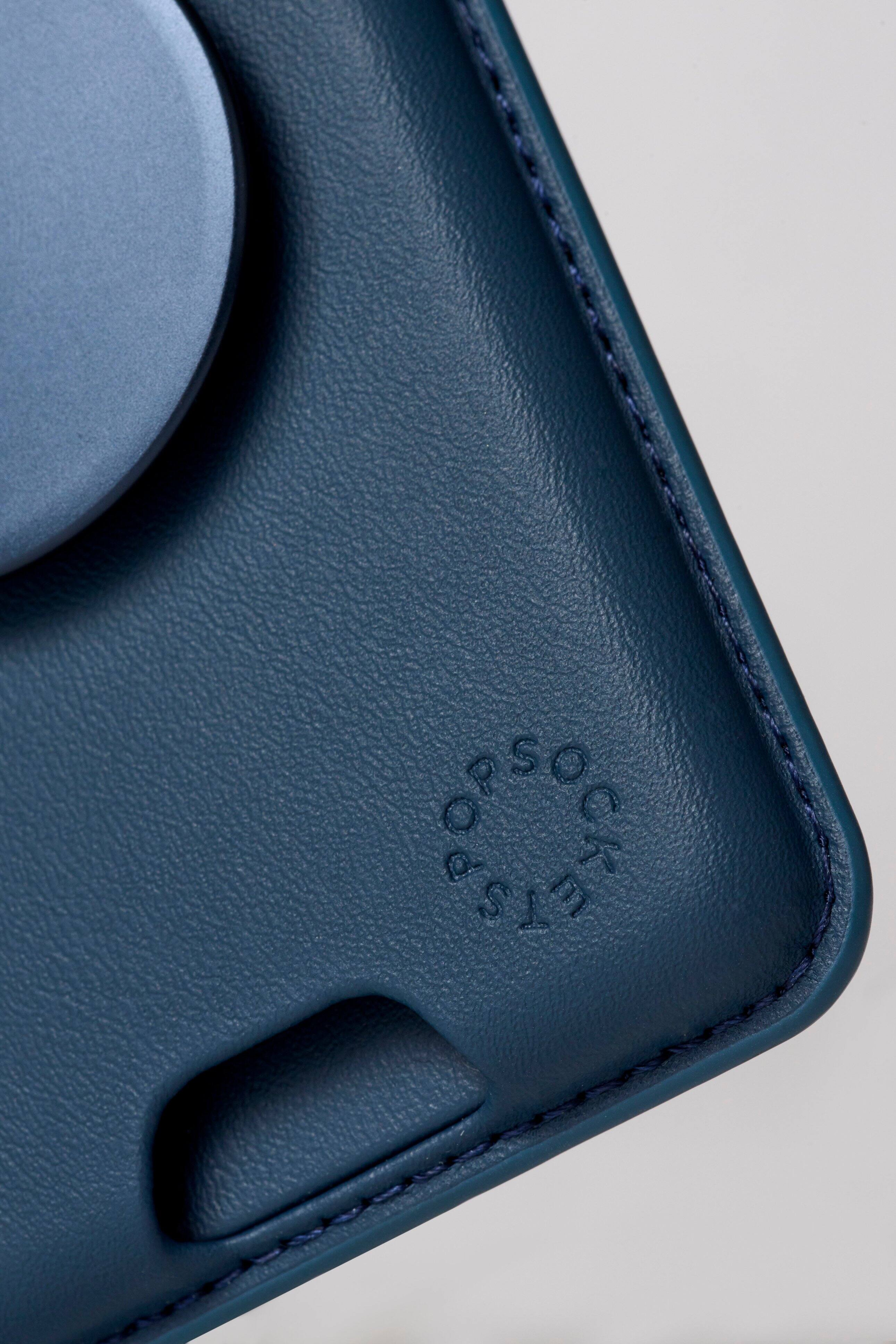 Alt View 14. PopSockets - PopSockets - MagSafe Softgoods PopWallet+ Cell Phone Wallet & Grip, with Adapter Ring - Blue.