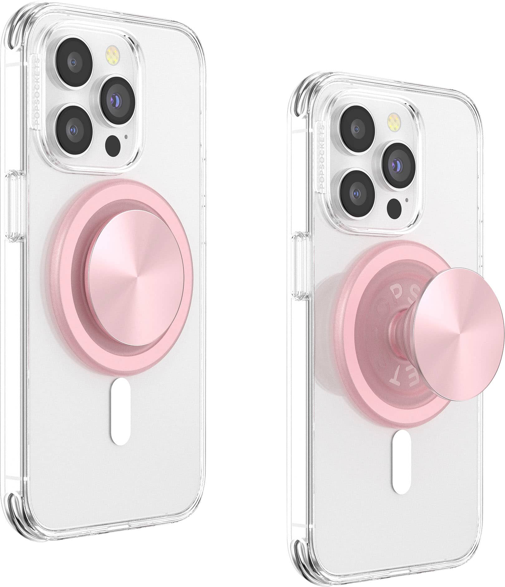 Angle. PopSockets - PopSockets - MagSafe Round PopGrip Cell Phone Grip & Stand, with Adapter Ring - Dusty Rose.