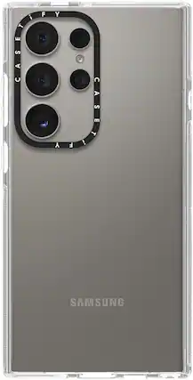 The image features a white Samsung phone with a large camera lens on the back. The phone has a sleek design and is likely a high-end model. The camera lens is surrounded by a silver frame, which adds to the phone's overall aesthetic. The phone is displayed in a close-up shot, showcasing its features and design.