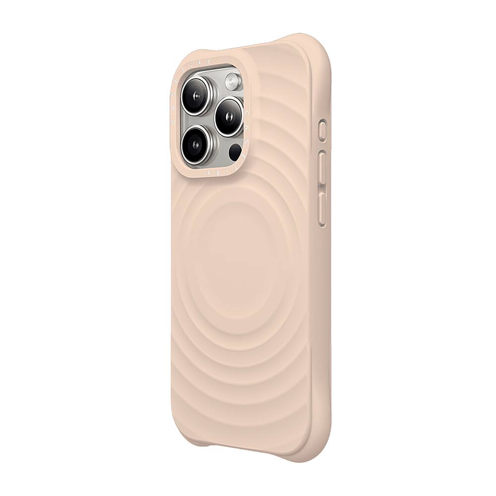 Left. CASETiFY - Essentials Ripple Case with MagSafe for Apple iPhone 15 Pro - Oat.
