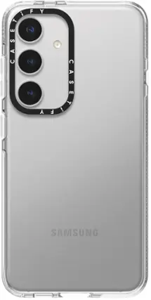 The image features a Samsung phone with a case on it. The case has a design that includes the letters "F" and "Y" on it. The phone itself has a silver color and is placed in a stand.