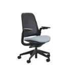 Front. Steelcase - Series 1 Air Chair with Black Frame - Era Blue Nickel / Black Frame.