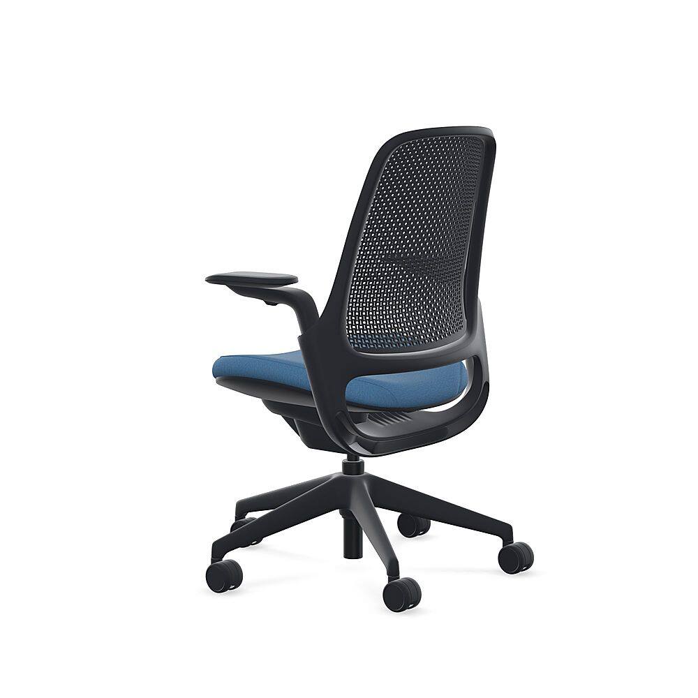 Angle. Steelcase - Series 1 Air Chair with Black Frame - Era Cobalt / Black Frame.