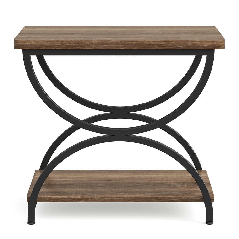 Left. Kadyn - Kadyn Sofa Side End Table, 2-Tier Couch Table, Rectangular Table with Stylish Metal Frame,Brown Grey & Black - Brown.