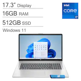 HP - 17 Laptop - 17.3" Full HD - Intel Core i7 1355U 2023 - 16GB Memory - 512GB SSD - Natural Silver